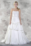 Pearl Embellished Bodice Strapless Wedding Gown Ivory