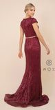 Sequins Burgundy Long Prom Dress with Short Sleeves