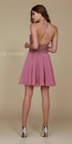 Mauve Homecoming Dress Short A Line Halter Top Lace Back View