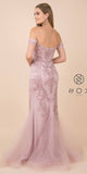 Off-Shoulder Beaded Long Prom Dress Light Mauve