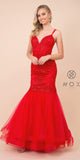 Red Mermaid Long Prom Dress with Strappy-Back