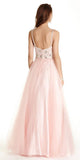 Beaded Bodice A-line Ball Gown with Spaghetti Straps Blush