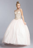 Blush Sleeveless Quinceanera Dress Cut Out Lace Up Back