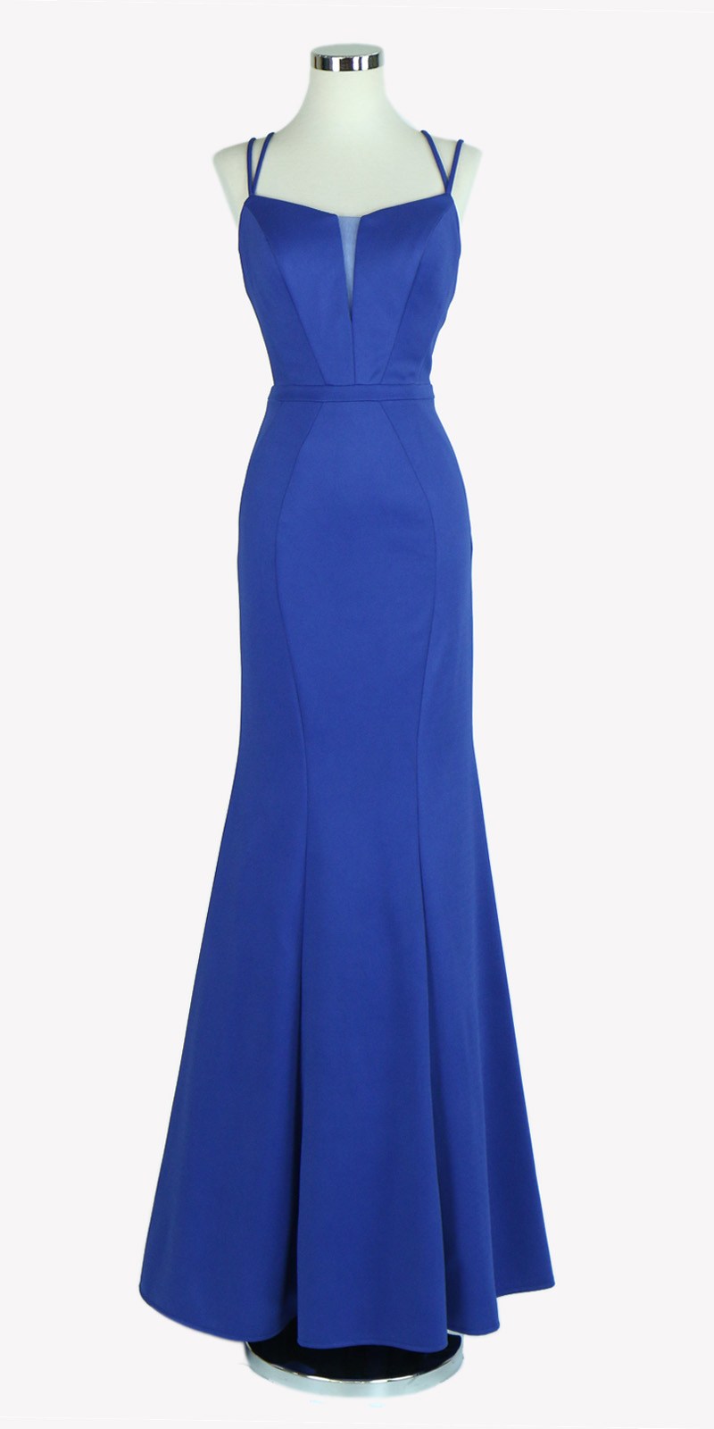 Royal Blue Long Formal Dress V-Back with Spaghetti Straps