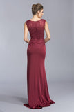 Aspeed USA L1981 Burgundy Cap Sleeve Floor Length Formal Dress Appliqued Bodice 