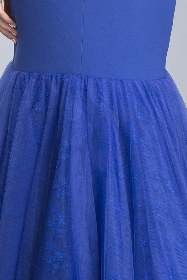 Mermaid Long Formal Dress Sheer Cut-out Waist Royal Blue