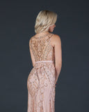 Aspeed USA L1997 Blush Illusion Bead Embellished Evening Gown Sleeveless