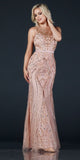 Aspeed USA L1997 Blush Illusion Bead Embellished Evening Gown Sleeveless