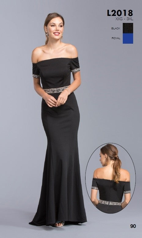 Aspeed USA L2018 Off-the-Shoulder Black Mermaid Long Formal Dress