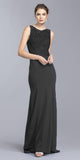 Cut-Out Back Long Formal Dress Appliqued Bodice Black