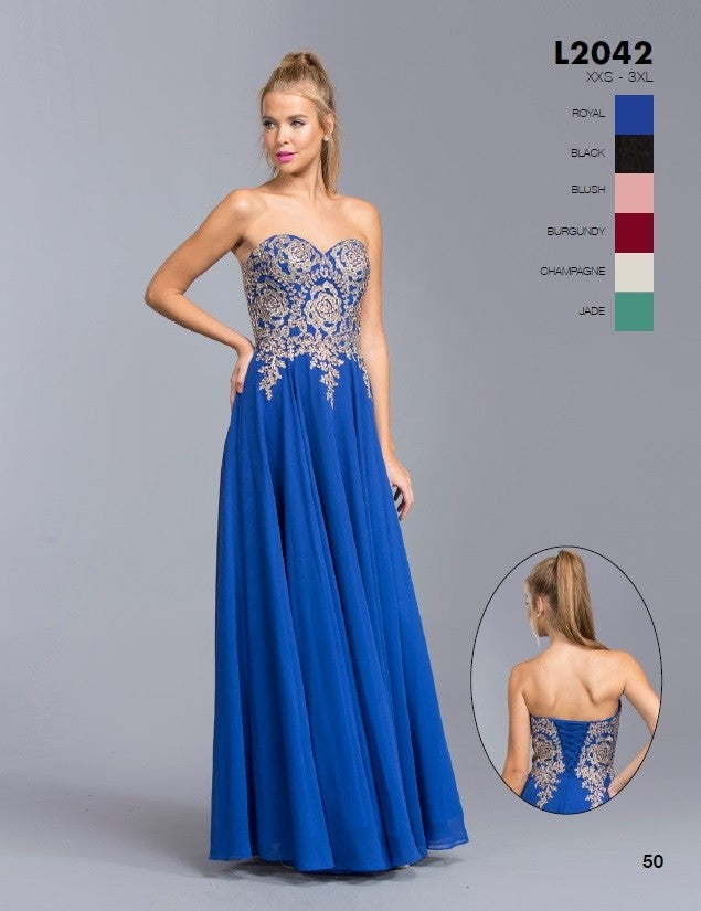 Royal Blue Strapless Sweetheart Neckline Long Prom Dress