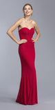 Red Floor-Length Strapless Dress with Sweetheart Neckline