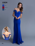 V-Neck Cold-Shoulder Long Prom Dress Royal Blue