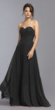 Black Strapless Appliqued Bodice Long Prom Dress