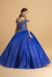 Royal Blue Cold-Shoulder Long Quinceanera Dress