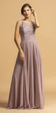 Embroidered A-Line Long Formal Dress Sleeveless Mauve