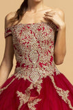 Burgundy Off-Shoulder Quinceanera Dress with Appliques
