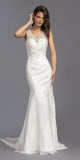 Illusion V-Neck Long Mermaid Wedding Dress Off White