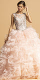 Aspeed Design L2156 Embellished Bodice Blush Ruffled Quinceanera Gown