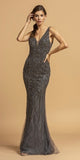 Bead Embellished Mermaid Long Prom Dress Charcoal