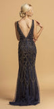 Bead Embellished Mermaid Long Prom Dress Royal Blue