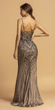 Black/Nude Beaded Long Prom Dress Lace-Up Back