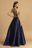 Aspeed L2198 Two-Piece Satin Long Dress with Pockets