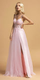 Appliqued Bodice Long A-Line Prom Dress Blush
