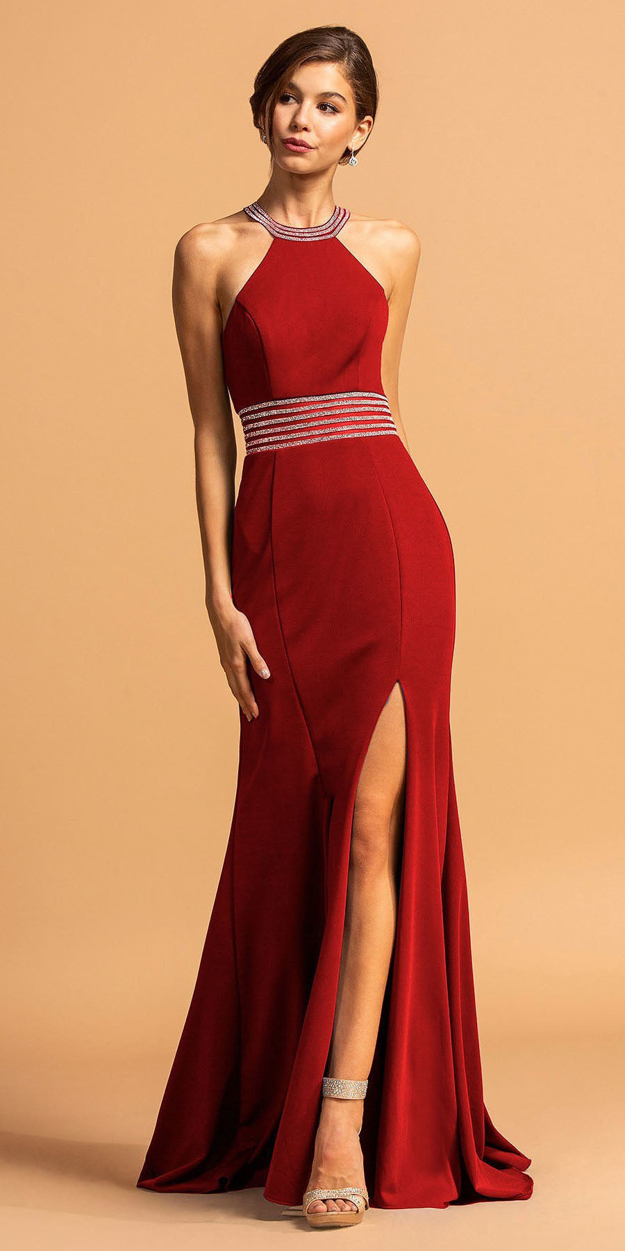 Aspeed L2215 Halter Long Dress Cut-Out Back with Slit