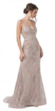 Aspeed USA L2230 Mermaid Embellished Long Prom Dress V-Neck and Back Blush