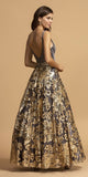 Sequins-Appliqued Long Prom Dress Charcoal/Gold 