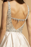 Aspeed USA L2261 Blush Beaded Bodice Long Prom Dress with Pockets
