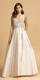 Aspeed USA L2261 Blush Beaded Bodice Long Prom Dress with Pockets