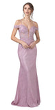 Pink Long Formal Dress with Illusion Appliqued Bodice