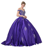Embroidered Off-Shoulder Quinceanera Dress Violet
