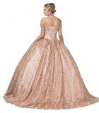 Rose Gold Off-Shoulder Quinceanera Ball Gown