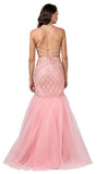Pink Embellished Long Trumpet Prom Dress 