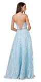Ice Blue Long Prom Dress with Lace-Up Back