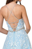 Ice Blue Long Prom Dress with Lace-Up Back