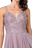 A-Line Long Formal Dress with Beads and Appliques Mauve