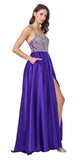 Aspeed USA L2404 Purple Beaded Long Prom Dress Cut-Out Back with Pockets