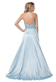 Halter Embellished Long Prom Dress Ice Blue