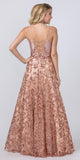 Rose Gold Lace-Up Back Sequins Long Prom Dress 