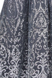 Charcoal Off-Shoulder Sequins Long Prom Dress 