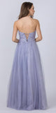 Long Strapless Prom Gown Pewter with Appliques