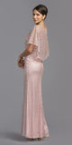 Dusty Rose Long Mother of Bride Dress with Cape 