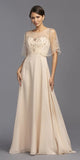 Champagne A-Line Long Formal Dress with Beaded Poncho