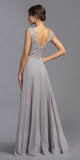Sleeveless Appliqued Long Formal Dress Slate Gray