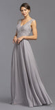 Sleeveless Appliqued Long Formal Dress Slate Gray