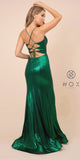 Green Metallic Mermaid Long Prom Dress with Slit